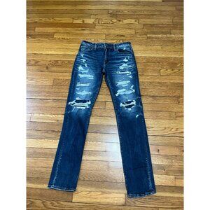 American Eagle Airflex 360 Slim Fit Jeans Men's Size 32x36 Dark Wash Distressed
